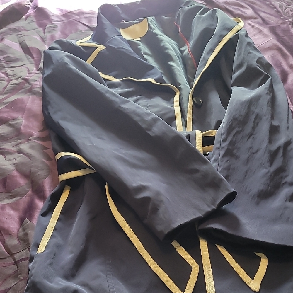 Banana Republic Black Trench Coat with Gold Accents